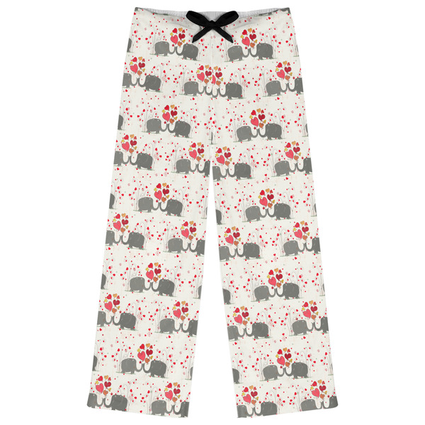 Custom Elephants in Love Womens Pajama Pants - S