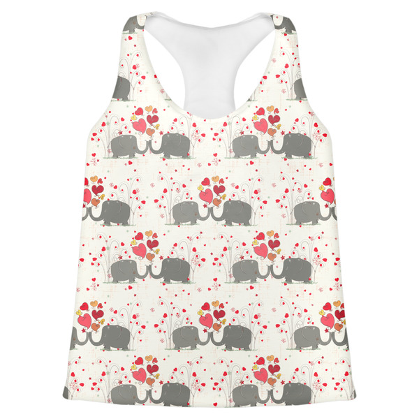 Custom Elephants in Love Womens Racerback Tank Top - X Large