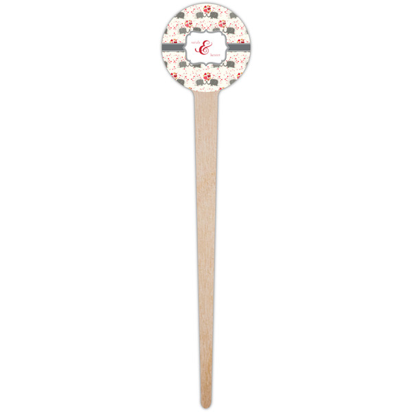 Elephants in Love Wooden 4" Food Pick - Round - Single Pick
