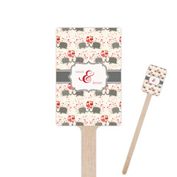 Elephants in Love 6.25" Rectangle Wooden Stir Sticks - Double Sided (Personalized)