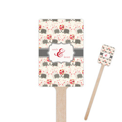 Elephants in Love Rectangle Wooden Stir Sticks (Personalized)