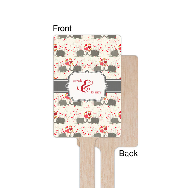 Elephants in Love Wooden 6.25" Stir Stick - Rectangular - Single - Front & Back