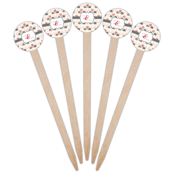 Elephants in Love Wooden 6" Food Pick - Round - Fan View