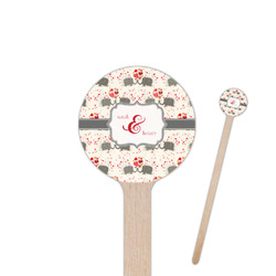 Elephants in Love 6" Round Wooden Stir Sticks - Double Sided (Personalized)