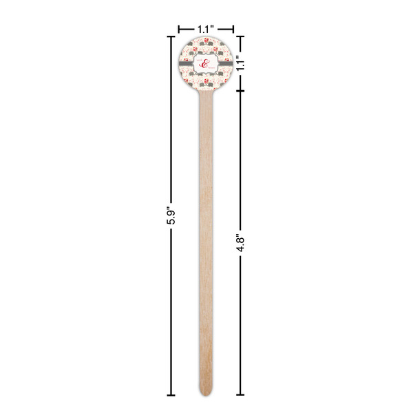 Elephants in Love Wooden 6" Stir Stick - Round - Dimensions