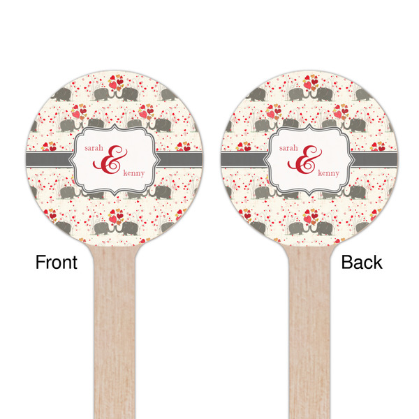 Elephants in Love Wooden 7.5" Stir Stick - Round - Double Sided - Front & Back