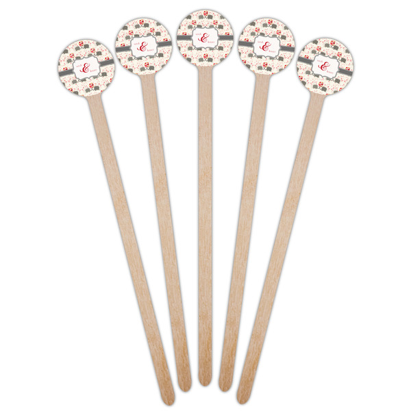 Elephants in Love Wooden 7.5" Stir Stick - Round - Fan View