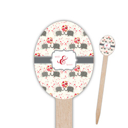 Elephants in Love Oval Wooden Food Picks (Personalized)