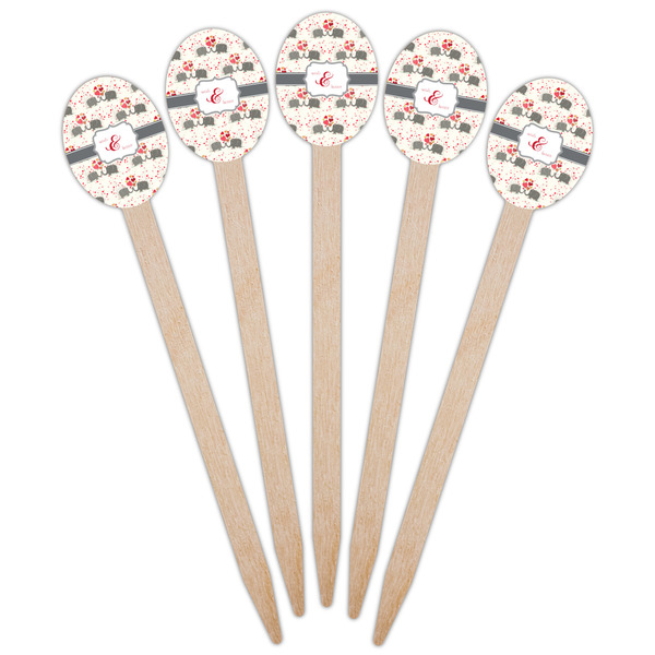 Elephants in Love Wooden Food Pick - Oval - Fan View