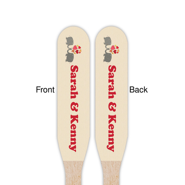 Elephants in Love Wooden Food Pick - Paddle - Double Sided - Front & Back