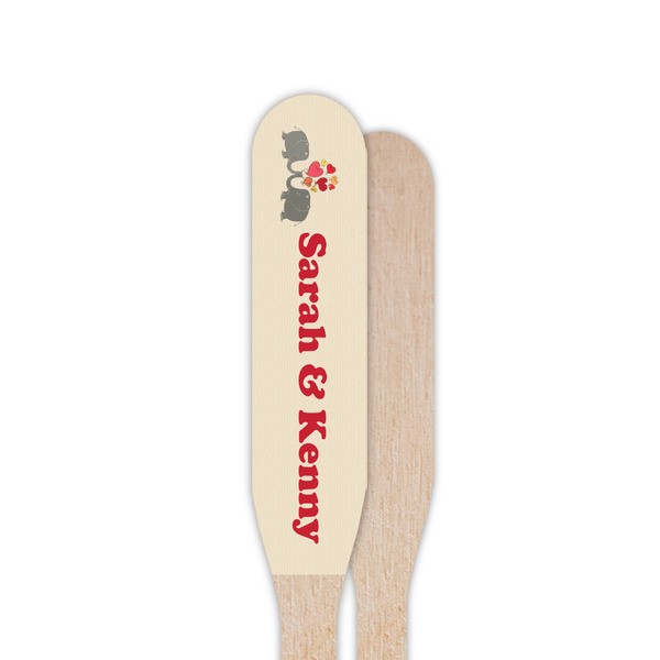Elephants in Love Wooden Food Pick - Paddle - Single Sided - Front & Back
