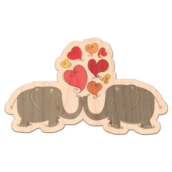 Custom Elephants in Love Genuine Maple or Cherry Wood Sticker
