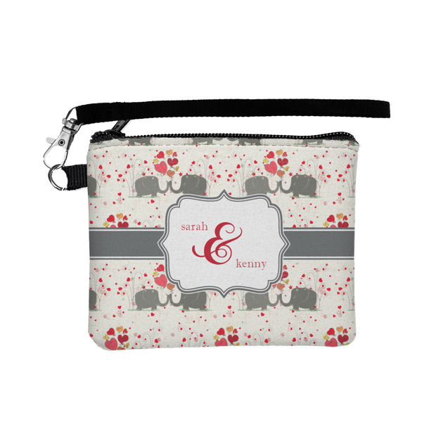 Custom Elephants in Love Wristlet ID Case w/ Couple's Names