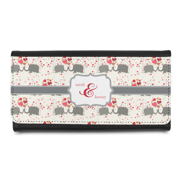 Custom Elephants in Love Leatherette Ladies Wallet (Personalized)