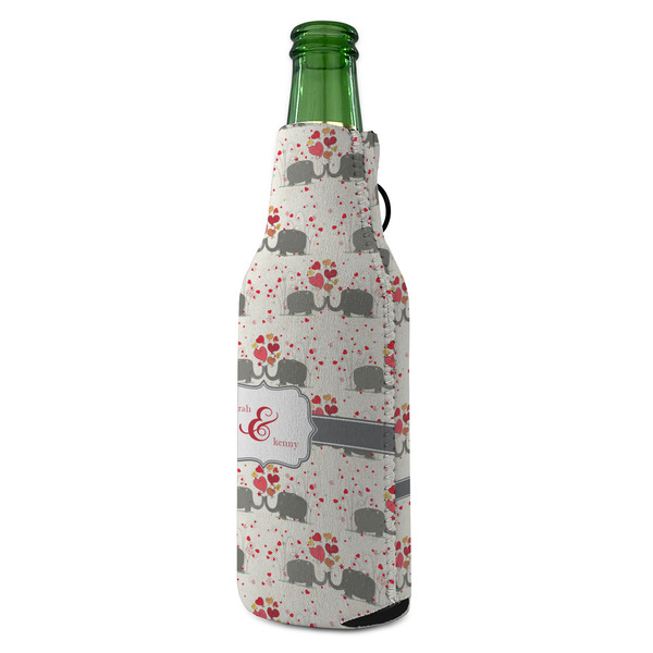 Elephants in Love Zipper Bottle Cooler - ANGLE (bottle)