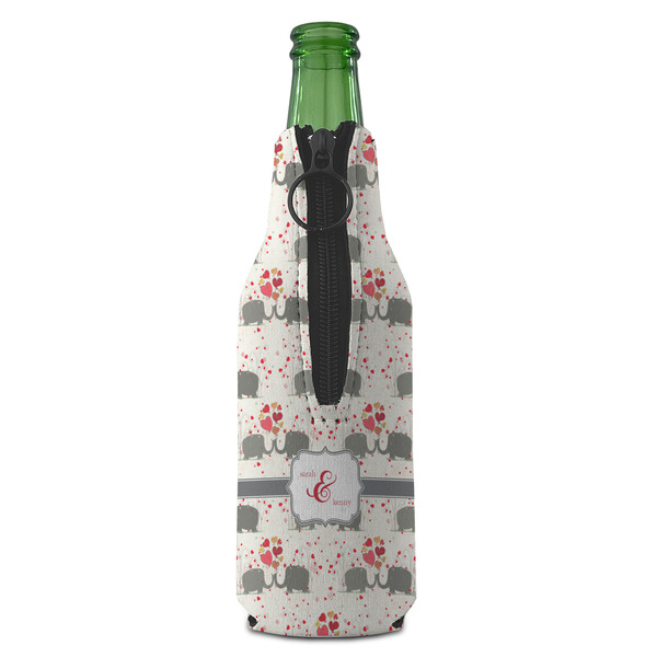 Elephants in Love Zipper Bottle Cooler - BACK (bottle)
