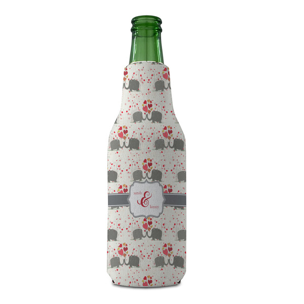 Elephants in Love Zipper Bottle Cooler - FRONT (bottle)