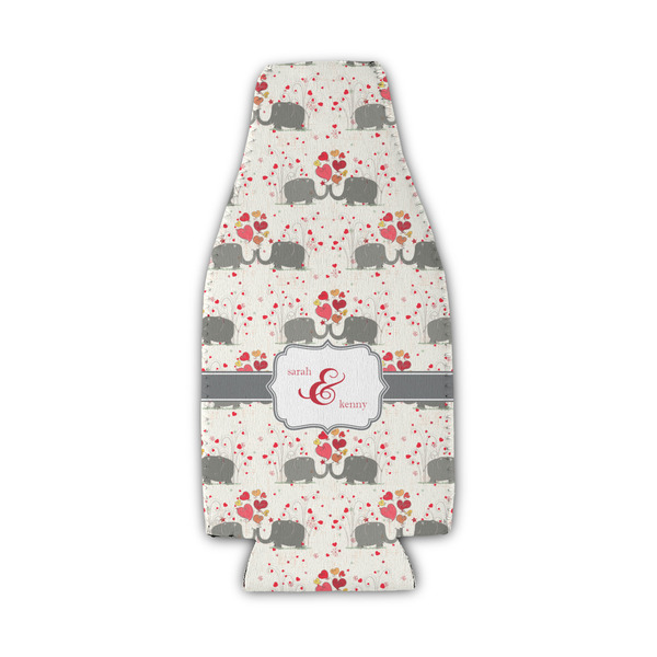 Custom Elephants in Love Zipper Bottle Cooler (Personalized)