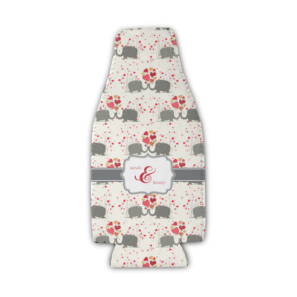 Elephants in Love Zipper Bottle Cooler - Set of 4 - FRONT