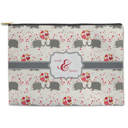 Elephants in Love Zipper Pouch - Large - 12.5"x8.5" (Personalized)