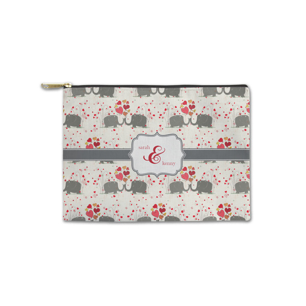 Custom Elephants in Love Zipper Pouch - Small - 8.5"x6" (Personalized)