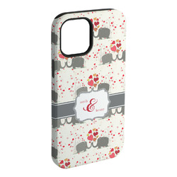 Elephants in Love iPhone Case - Rubber Lined - iPhone 15 Plus (Personalized)
