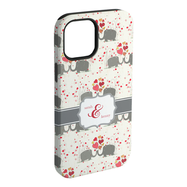 Custom Elephants in Love iPhone Case - Rubber Lined - iPhone 15 Plus (Personalized)