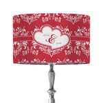 Heart Damask 12" Drum Lamp Shade - Fabric (Personalized)