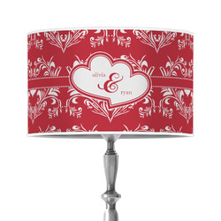 Heart Damask 12" Drum Lamp Shade - Poly-film (Personalized)