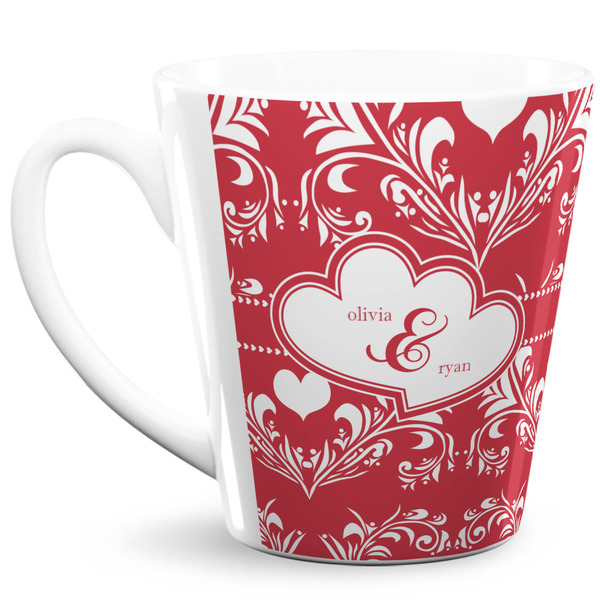Custom Heart Damask 12 Oz Latte Mug (Personalized)