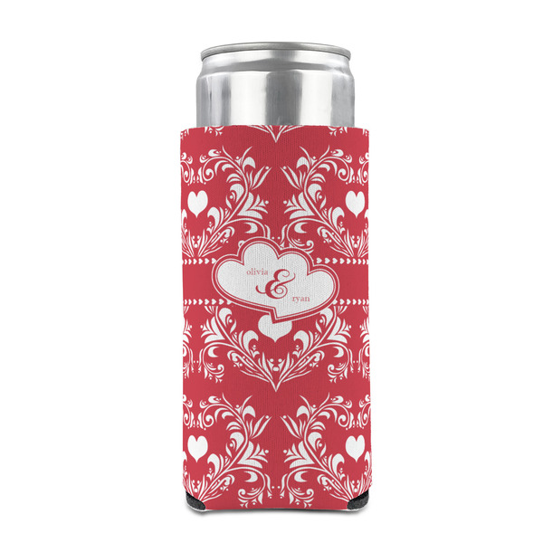 Heart Damask 12oz Tall Can Sleeve - FRONT (on can)