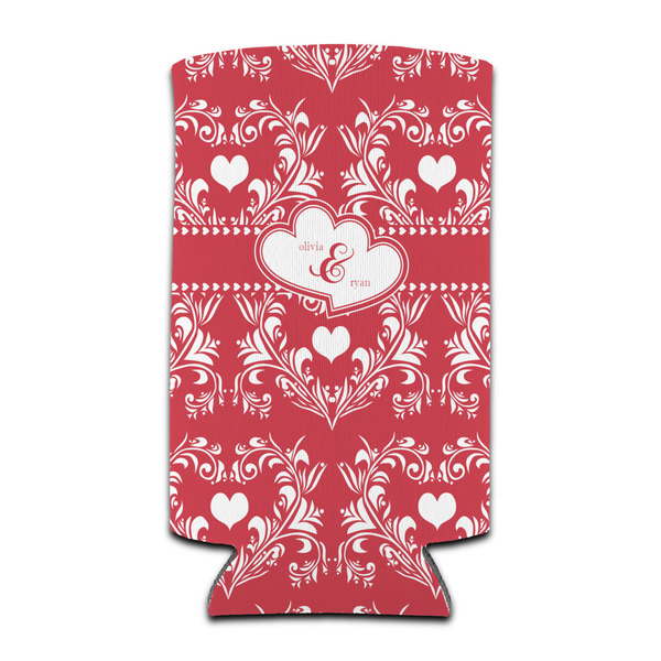 Custom Heart Damask Can Cooler (tall 12 oz) (Personalized)