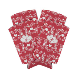 Heart Damask Can Cooler (tall 12 oz) - Set of 4 (Personalized)