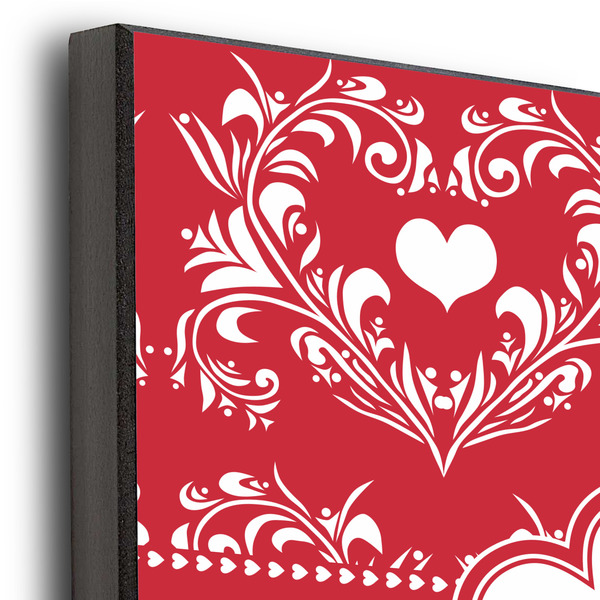 Heart Damask 12x12 Wood Print - Closeup