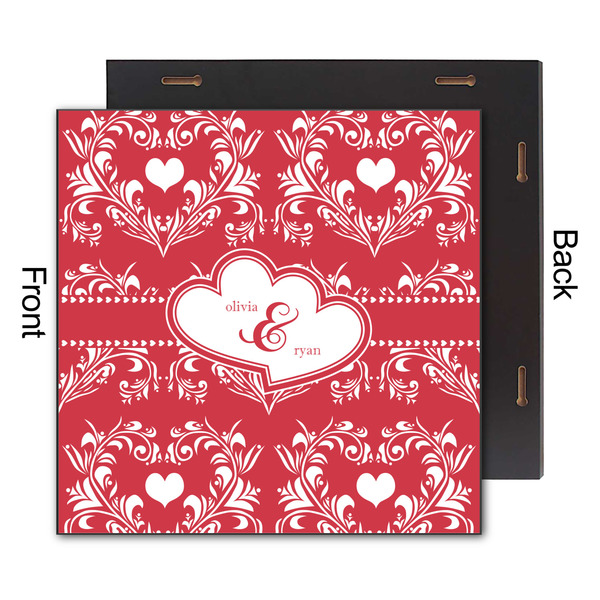 Heart Damask 12x12 Wood Print - Front & Back View