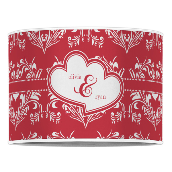 Heart Damask 16" Drum Lampshade - FRONT (Poly Film)