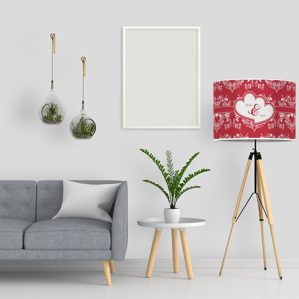 Heart Damask 16" Drum Lampshade - LIFESTYLE