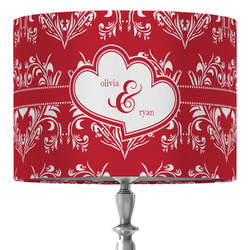 Heart Damask 16" Drum Lamp Shade - Fabric (Personalized)
