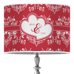 Heart Damask 16" Drum Lamp Shade - Poly-film (Personalized)