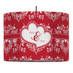 Heart Damask 16" Drum Pendant Lamp - Fabric (Personalized)