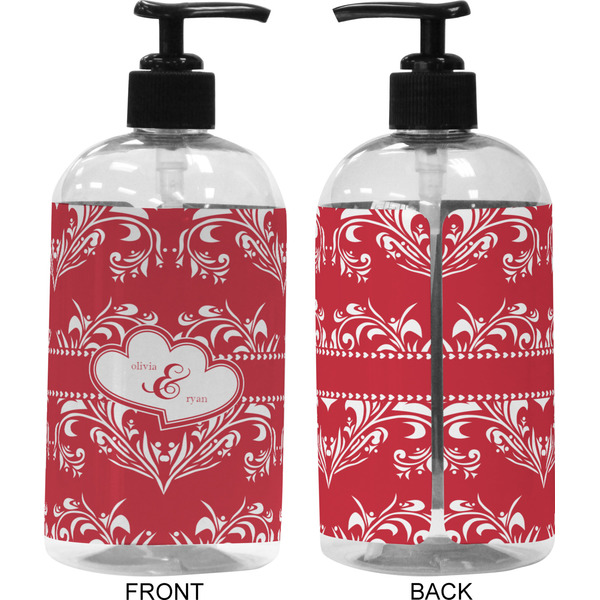 Heart Damask 16 oz Plastic Liquid Dispenser (Approval)