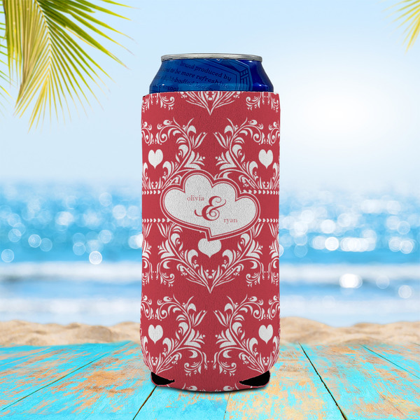 Heart Damask 16oz Can Sleeve - LIFESTYLE