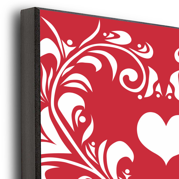 Heart Damask 20x24 Wood Print - Closeup