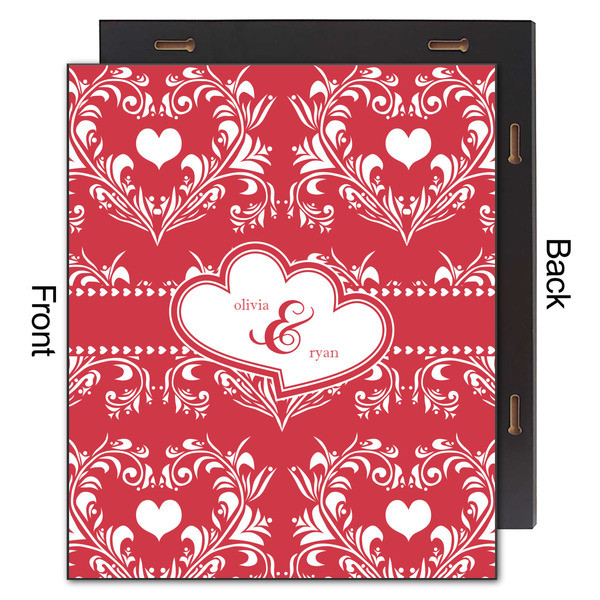 Heart Damask 20x24 Wood Print - Front & Back View