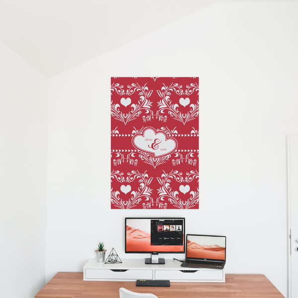 Heart Damask 24x36 - Matte Poster - On the Wall