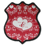 Heart Damask Iron On Shield Patch C w/ Couple's Names