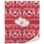 Heart Damask Sherpa Throw Blanket (Personalized)