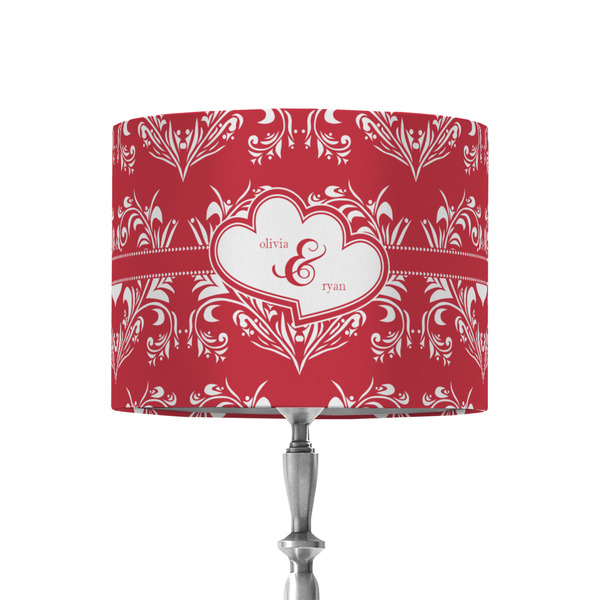 Custom Heart Damask 8" Drum Lamp Shade - Fabric (Personalized)