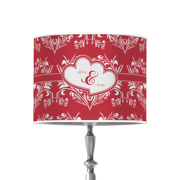 Custom Heart Damask 8" Drum Lamp Shade - Poly-film (Personalized)