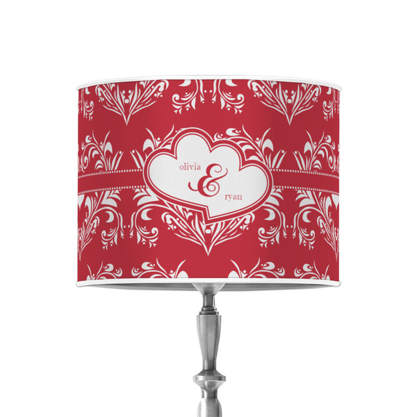 Heart Damask 8" Drum Lampshade - ON STAND (Poly Film)